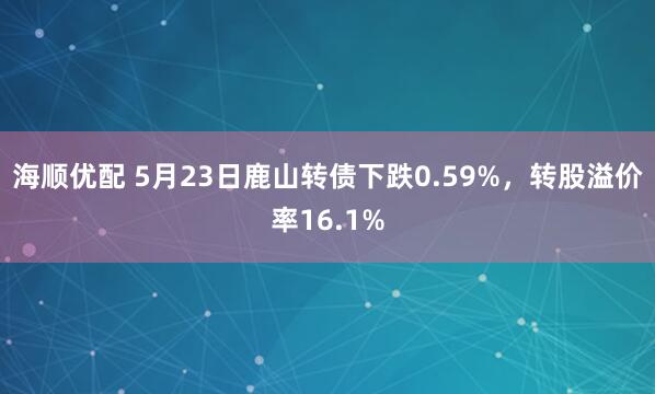 海顺优配 5月23日鹿山转债下跌0.59%，转股溢价率16.1%